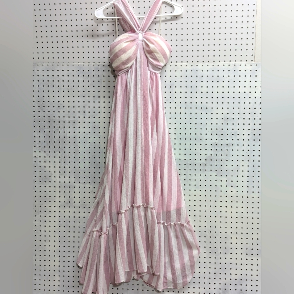 TCEC Pink and White Striped Maxi Dress